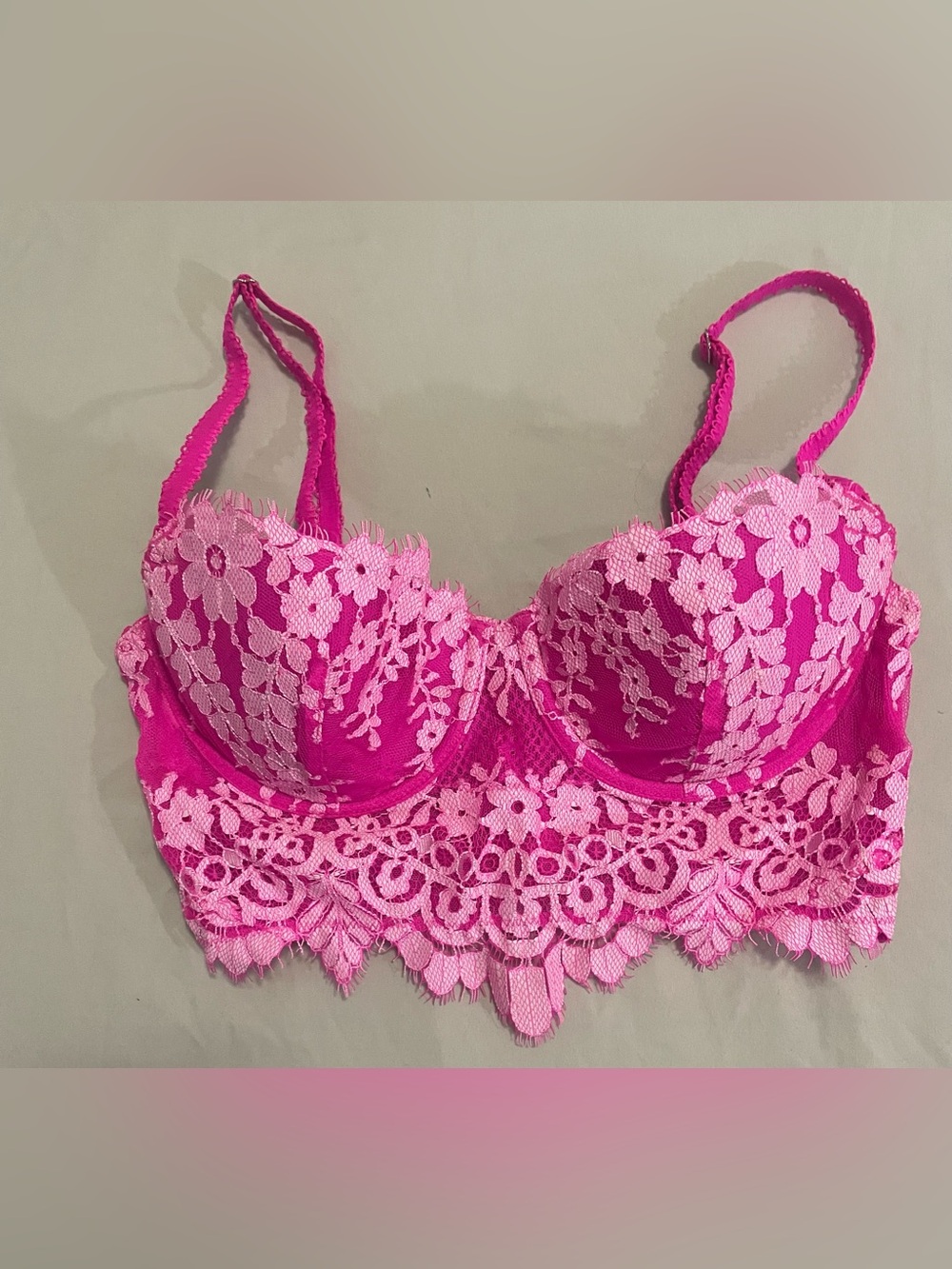Pink Lace Longline Bralette